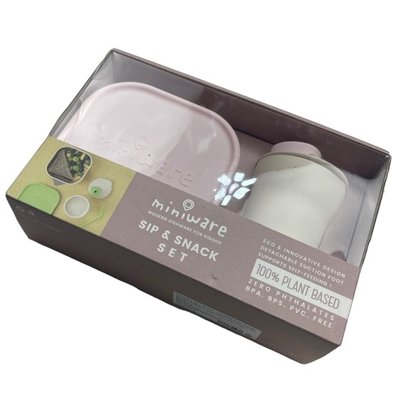 NIB Miniware Pink & Cream Sip & Snack Set - Picture 1 of 4